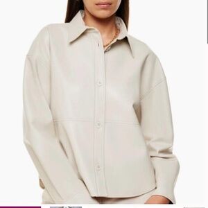 Aritzia babaton pelli hip leather shirt jacket. Cream in xs. Worn once.
